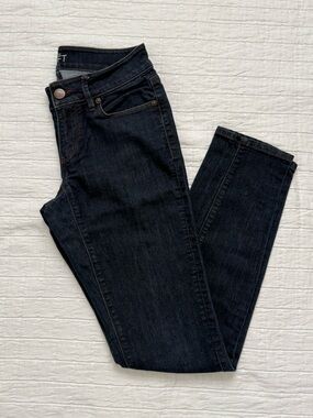 LOFT Curvy Skinny Jeans Size 25/0 (2) Dark Wash Full Length Stretch Denim